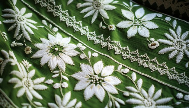 Ręcznie haftowana tkanina z kwiatowym wzorem